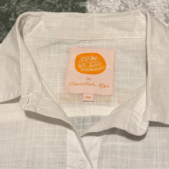 NWT White Linen Shirt Swim Cover Up Another Day in Paradise - Picture 4 of 7